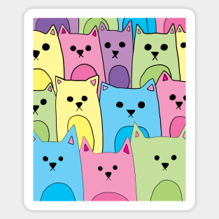 Pastel Group of Cats Sticker